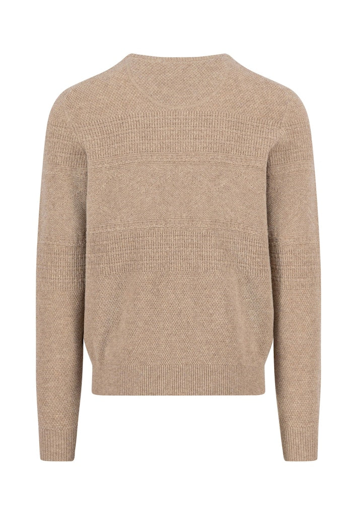 STRIK - Fynch Hatton Structure O-Neck Lambswool -  - Hr Ravn