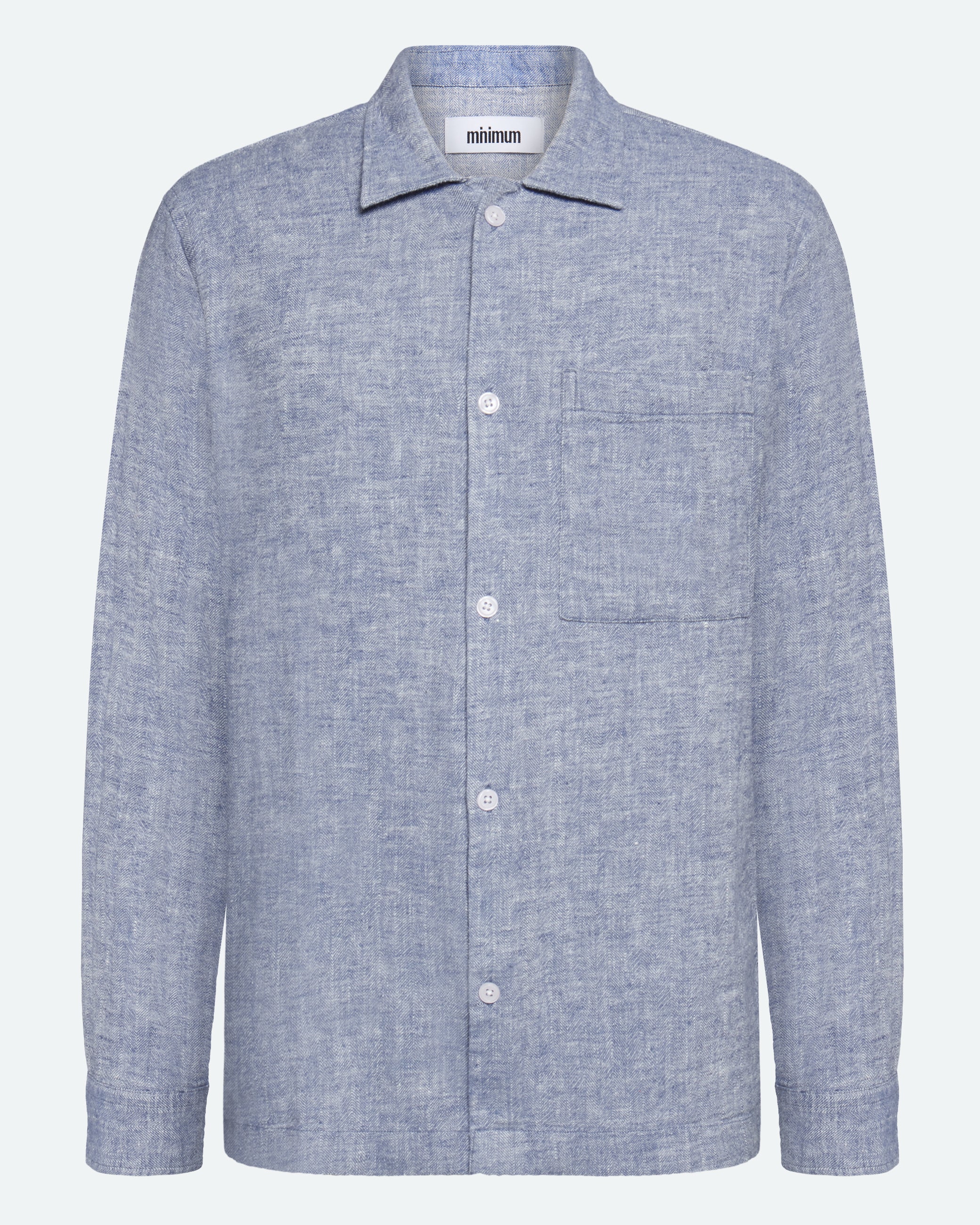 minimum male Francis langærmet skjorte i hørblanding 4236 Long Sleeved Shirt 4105 Angel Falls