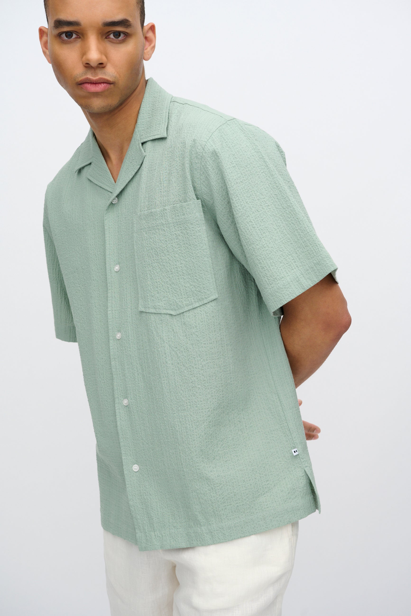 minimum male Hayden afslappet kortærmet skjorte 4216 Short Sleeved Shirt 5808 Iceberg Green