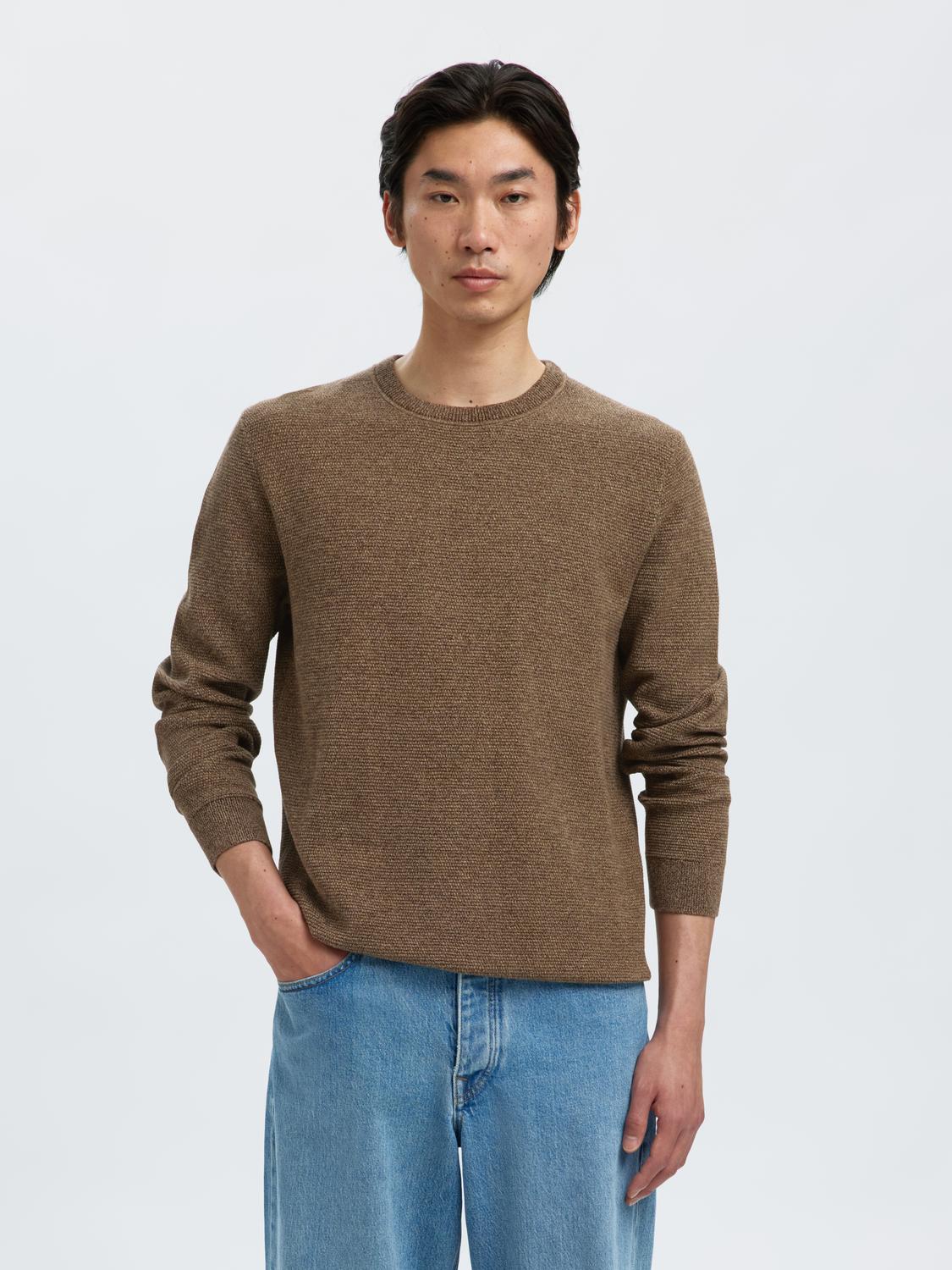 Slhross Ls Knit Structure Crew Neck Noos