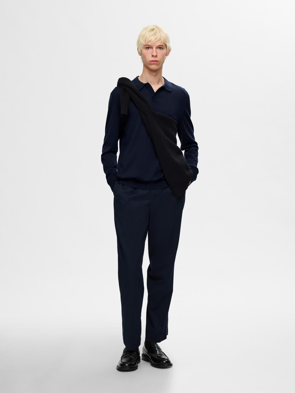 Pullovers - Slhtray Ls Knit Merino Polo Noos -  - Hr Ravn