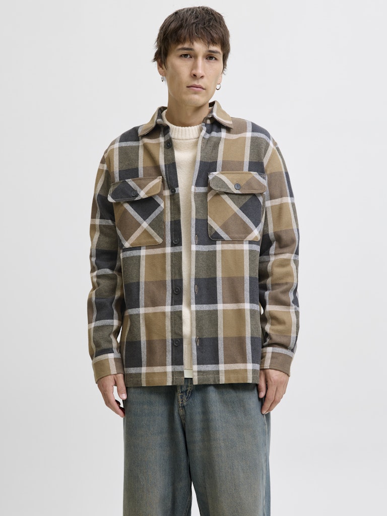 JPRRAYLE MELANGE CHECK L/S OVERSHIRT SN