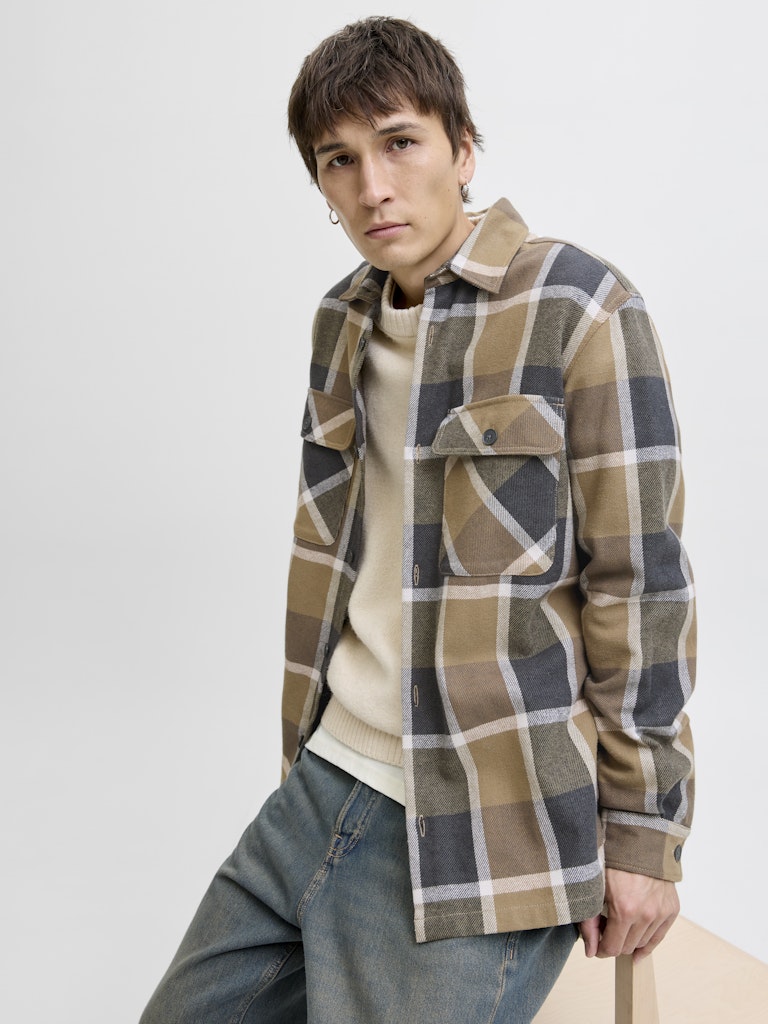 JPRRAYLE MELANGE CHECK L/S OVERSHIRT SN