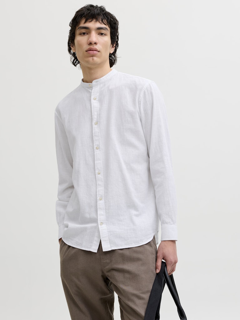 JJESUMMER LINEN BLEND BAND SHIRT L/S SN
