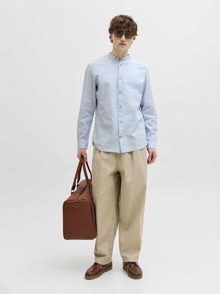 JJESUMMER LINEN BLEND BAND SHIRT L/S SN