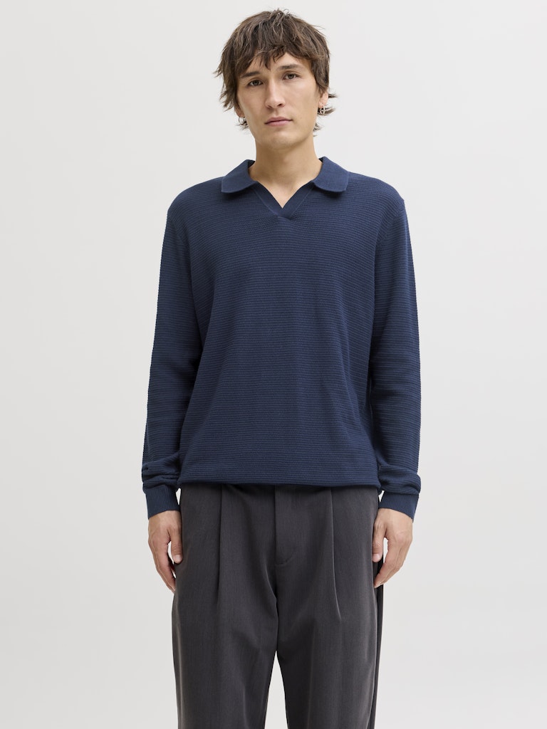 STRIK - JPRBLURILEY KNIT SPLIT NECK LS SN -  - Hr Ravn