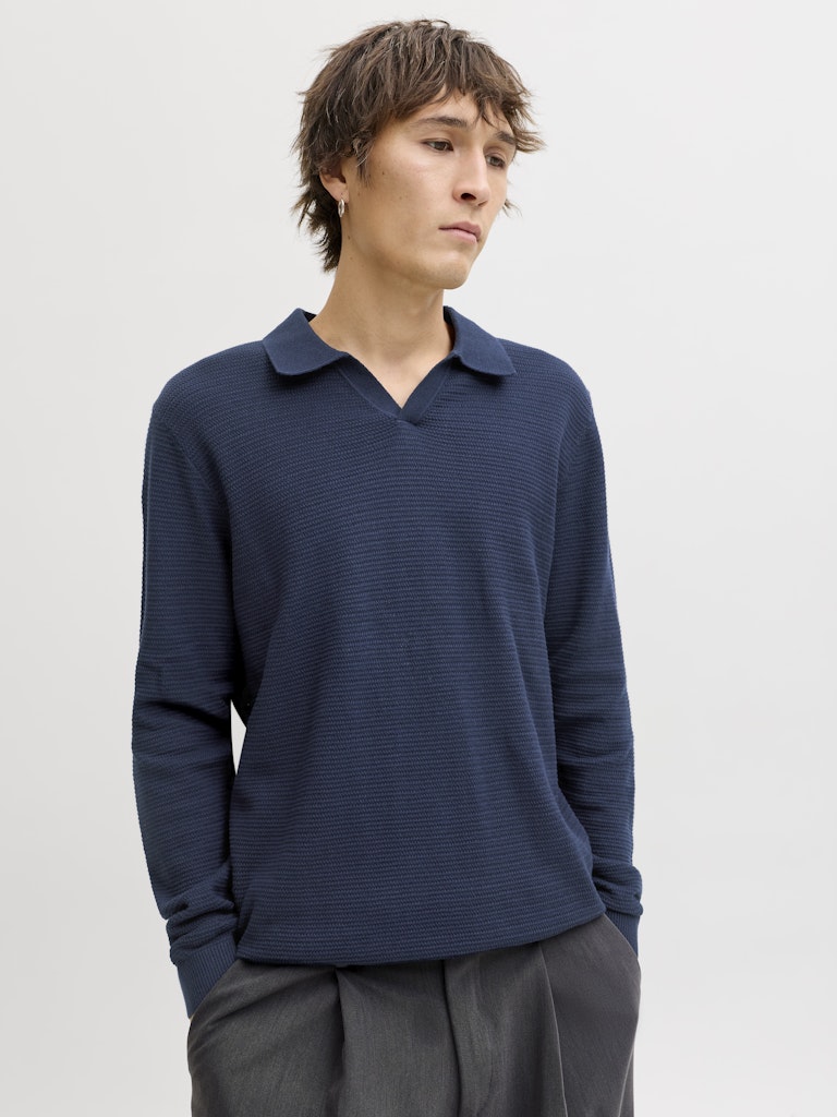 STRIK - JPRBLURILEY KNIT SPLIT NECK LS SN -  - Hr Ravn