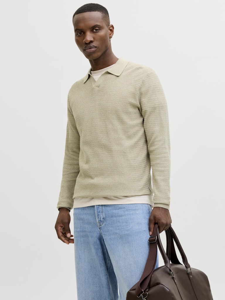 STRIK - JPRBLURILEY KNIT SPLIT NECK LS SN -  - Hr Ravn