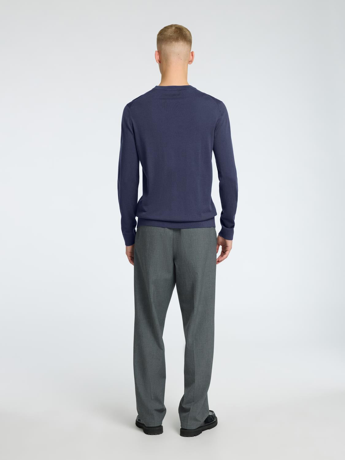 Slhtray Ls Knit Merino Crew Neck Noos