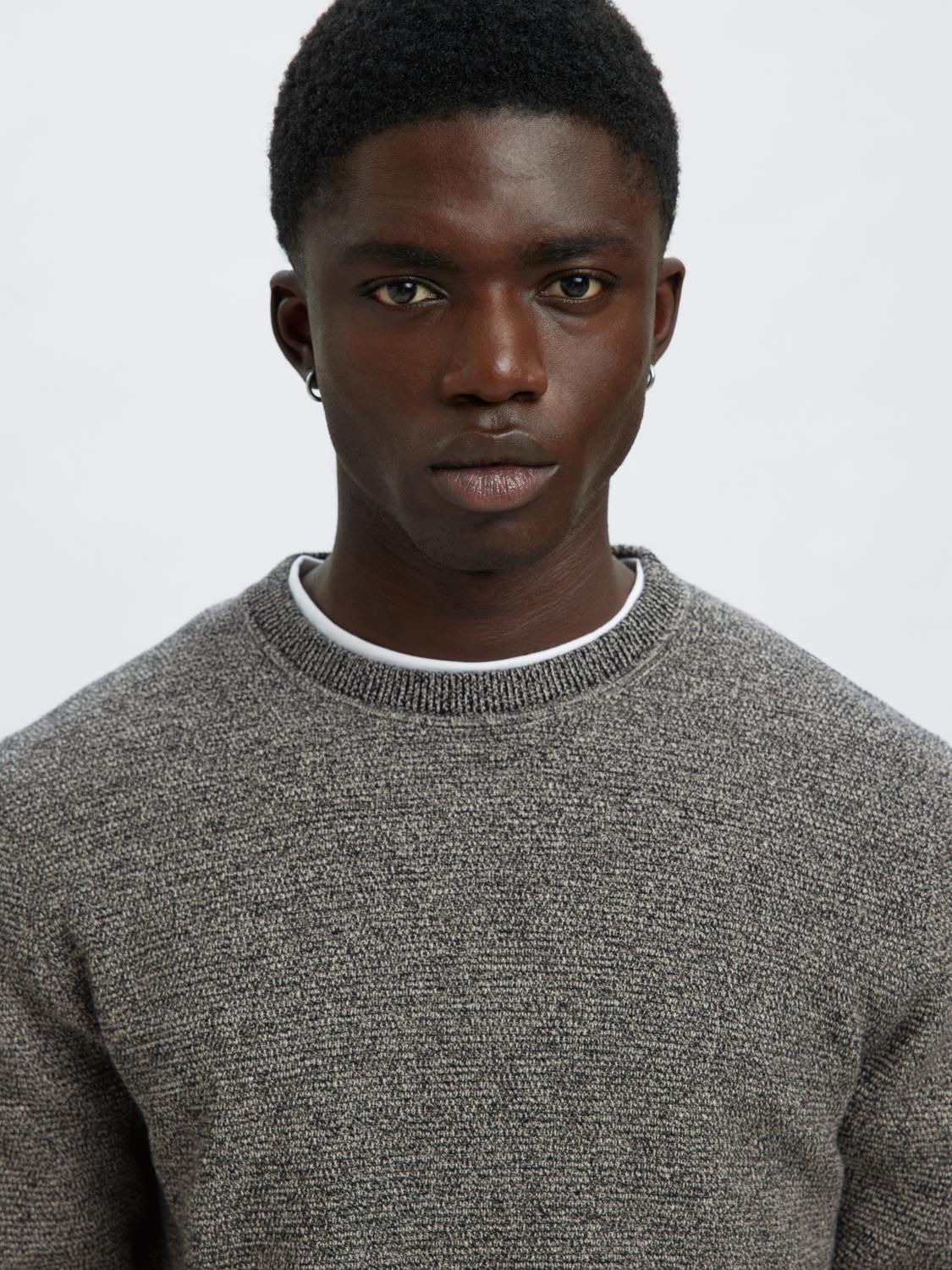 Pullovers - Slhross Ls Knit Structure Crew Neck Noos -  - Hr Ravn