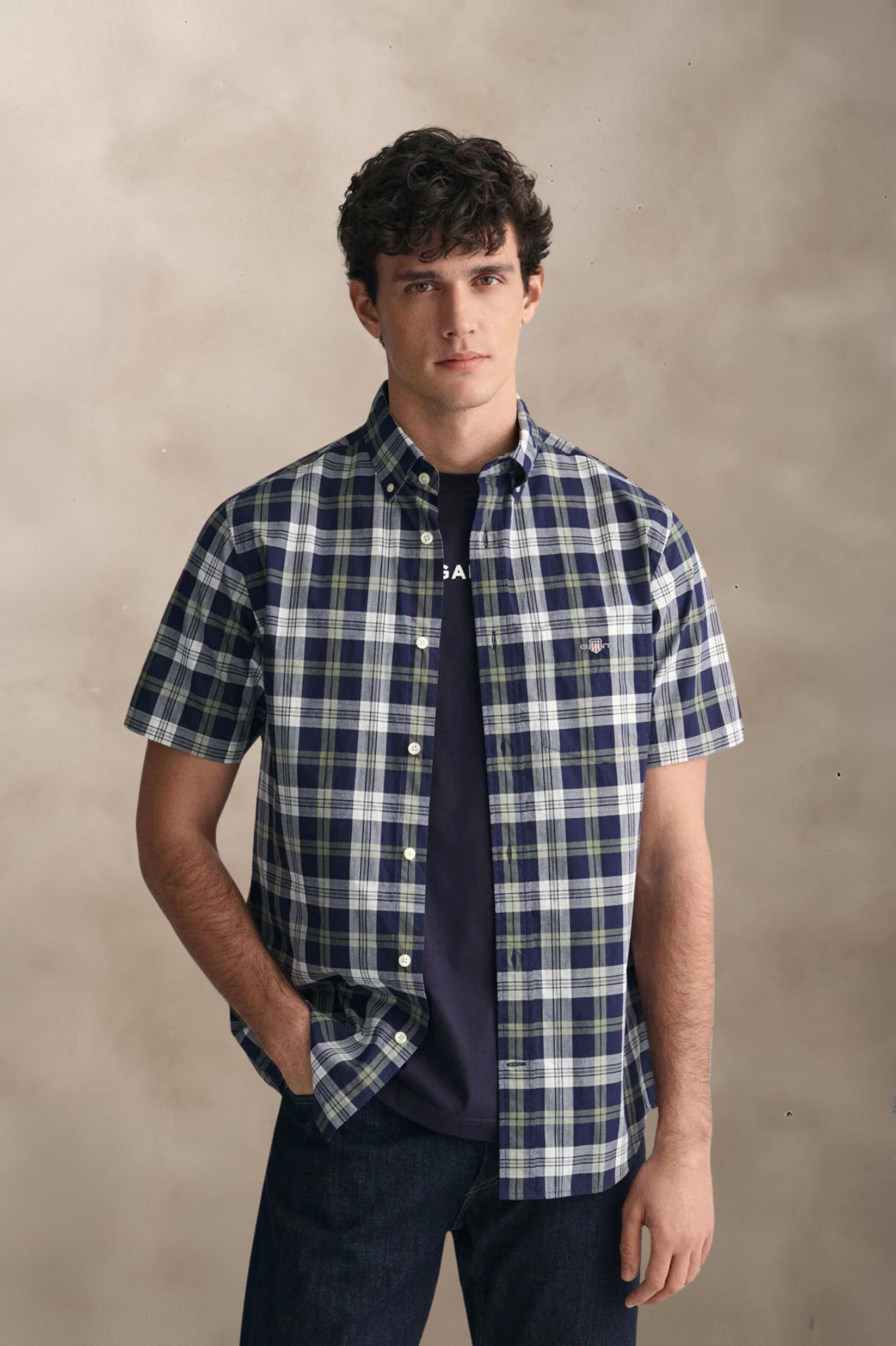 REG POPLIN CHECK SS SHIRT - KORTE SKJORTER -  - Hr Ravn