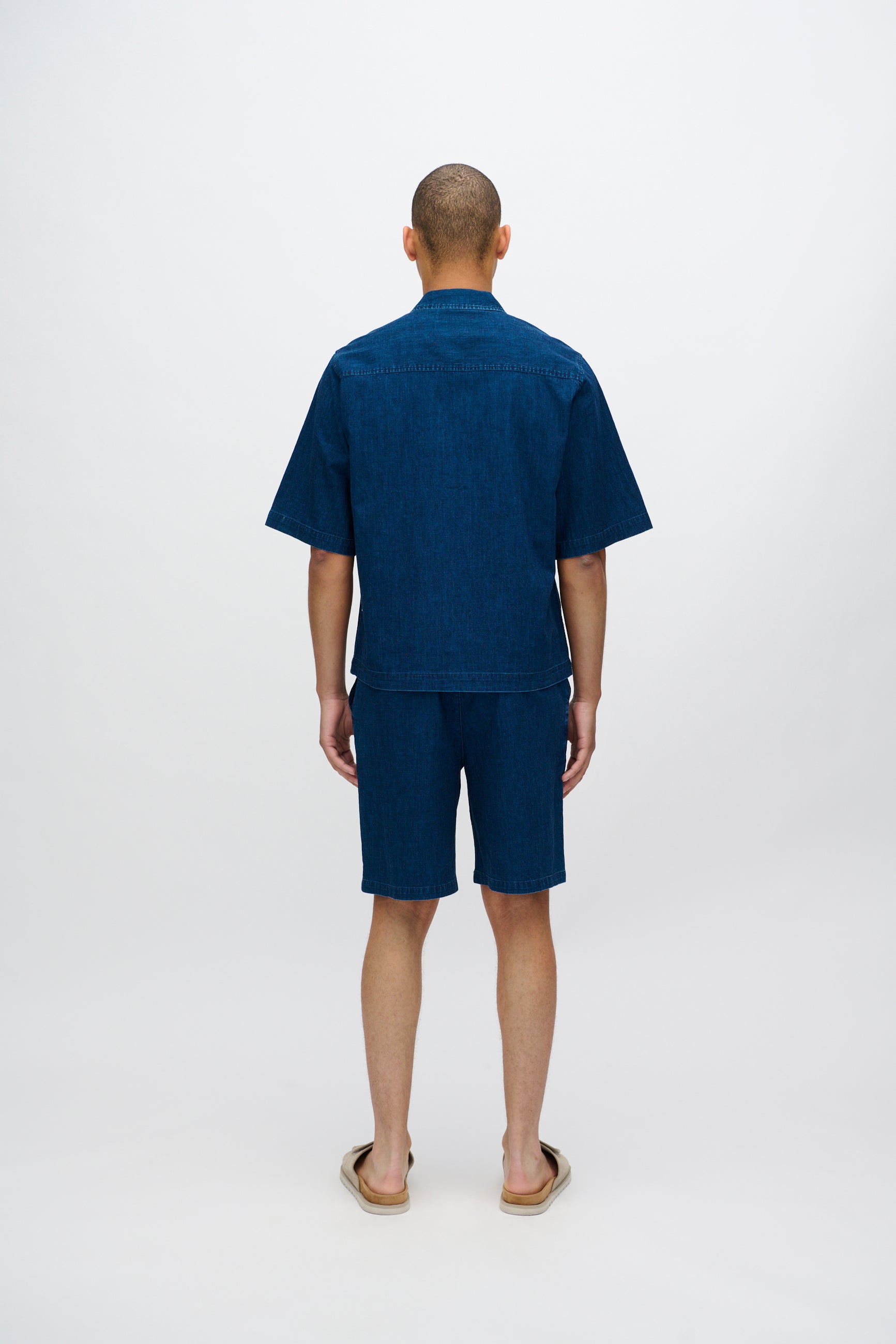 minimum male Lennon kortærmet skjorte i hørblanding 4239 Short Sleeved Shirt 3922 Sky Captain