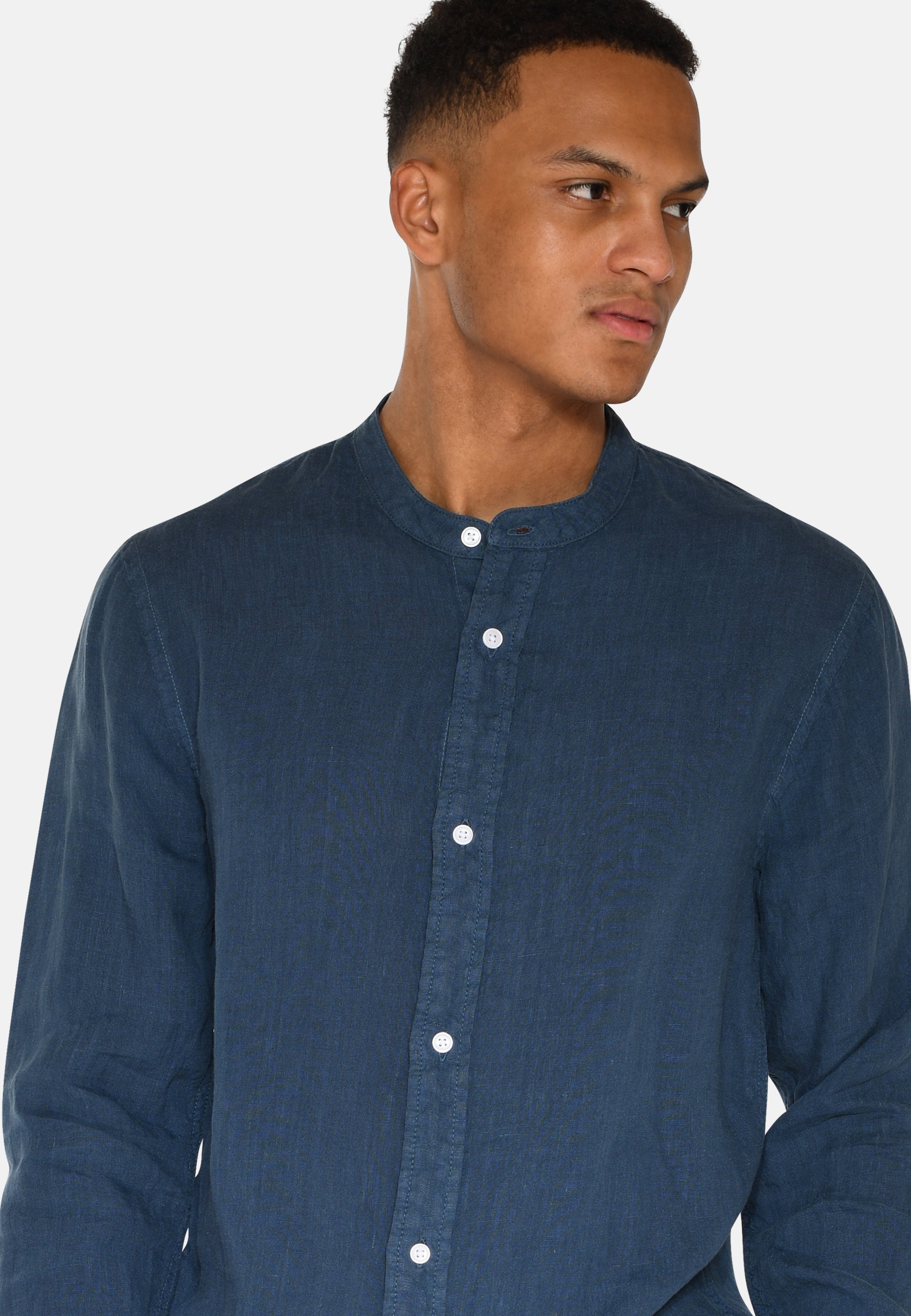 minimum male Mando langærmet hørskjorte 4115 Long Sleeved Shirt 2340 Blue Ashes