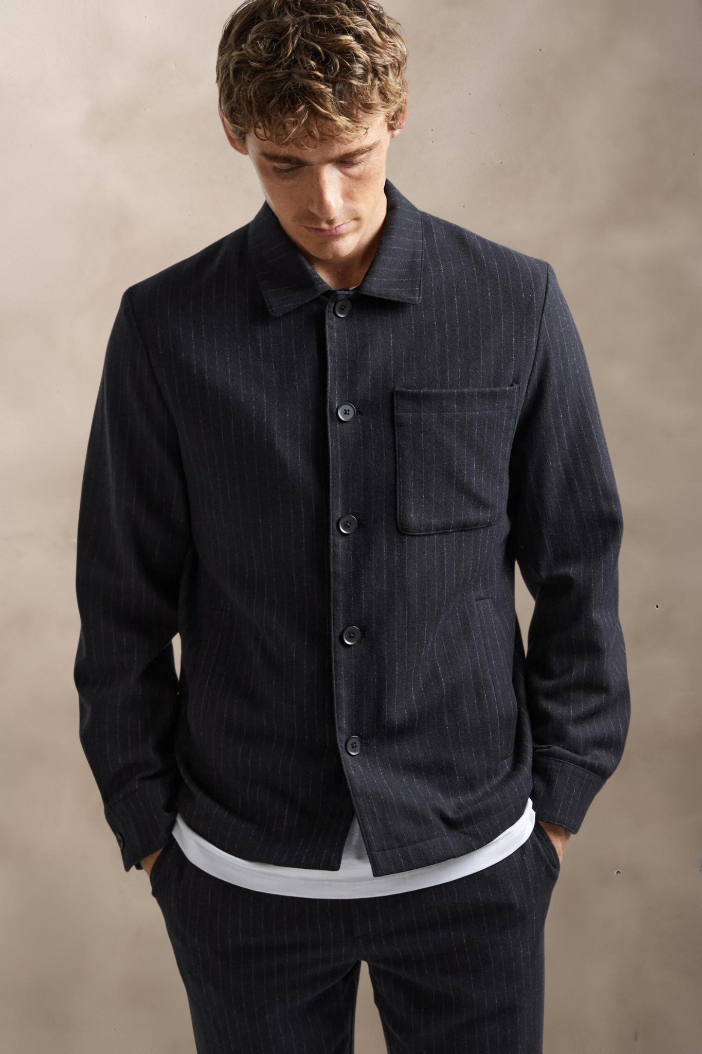 SLHBerg Ayr Pinstriped Hybrid - LANGE SKJORTER -  - Hr Ravn