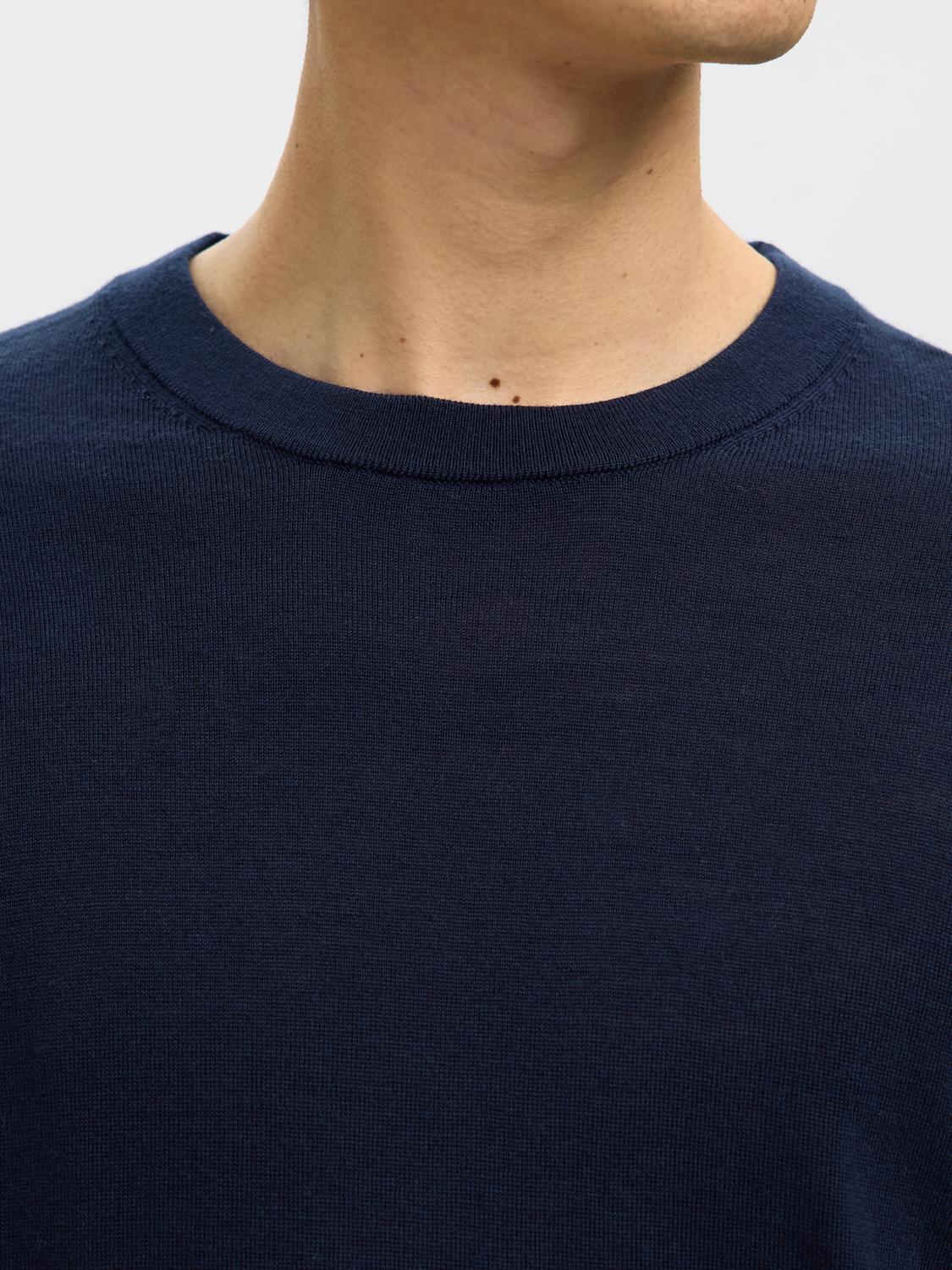 Slhtray Ls Knit Merino Crew Neck Noos