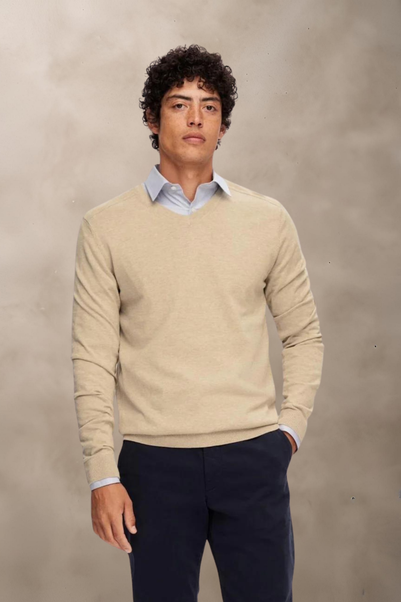SLHBerg LS Knit V-Neck - STRIK -  - Hr Ravn