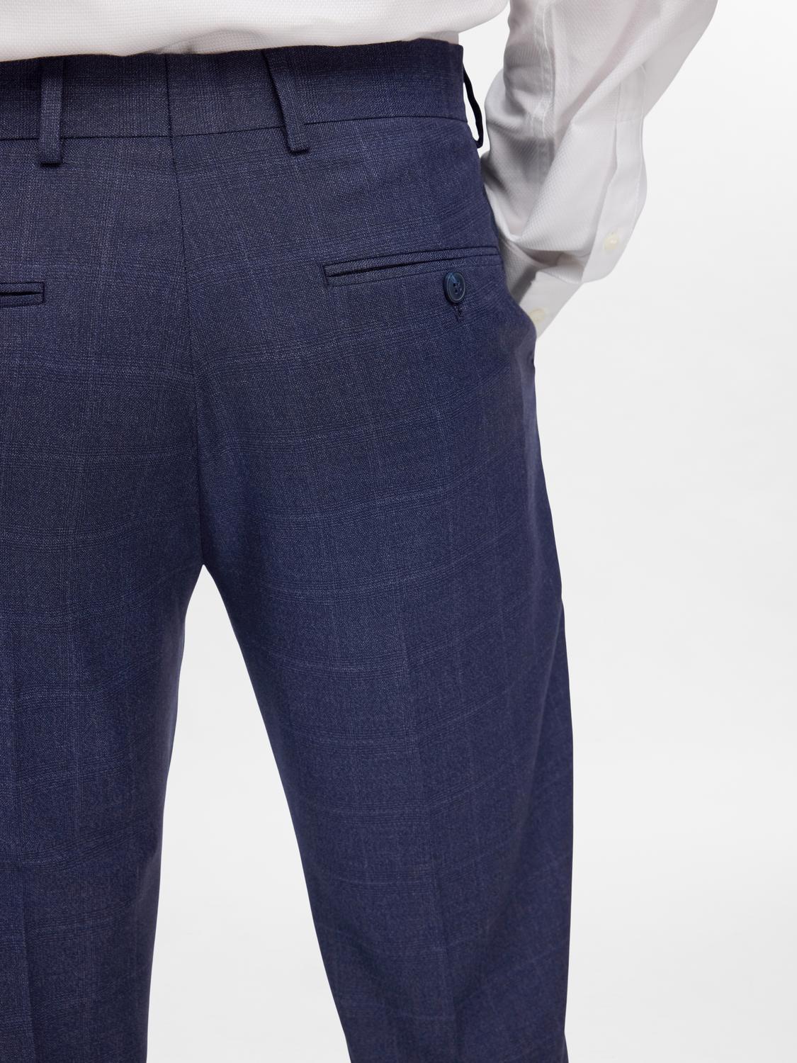 Pants - Slhslim-Neil Dark Blue Check Trs Noos -  - Hr Ravn