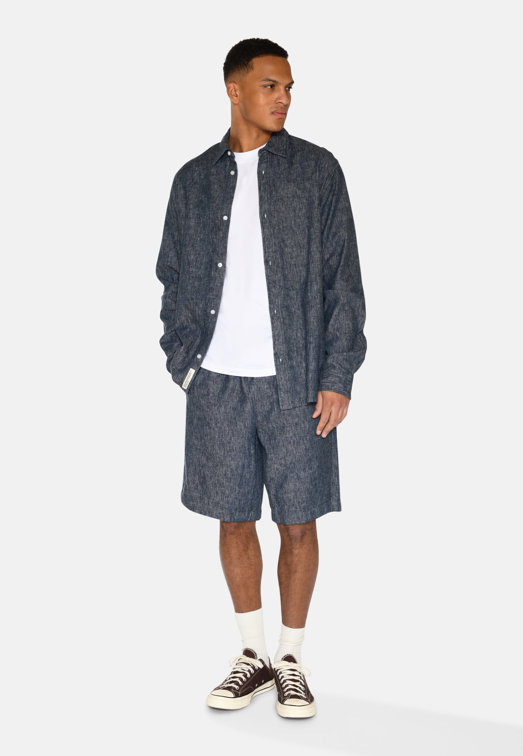 minimum male Raylan shorts i hør- og denimblanding 4128 Shorts 3922 Sky Captain
