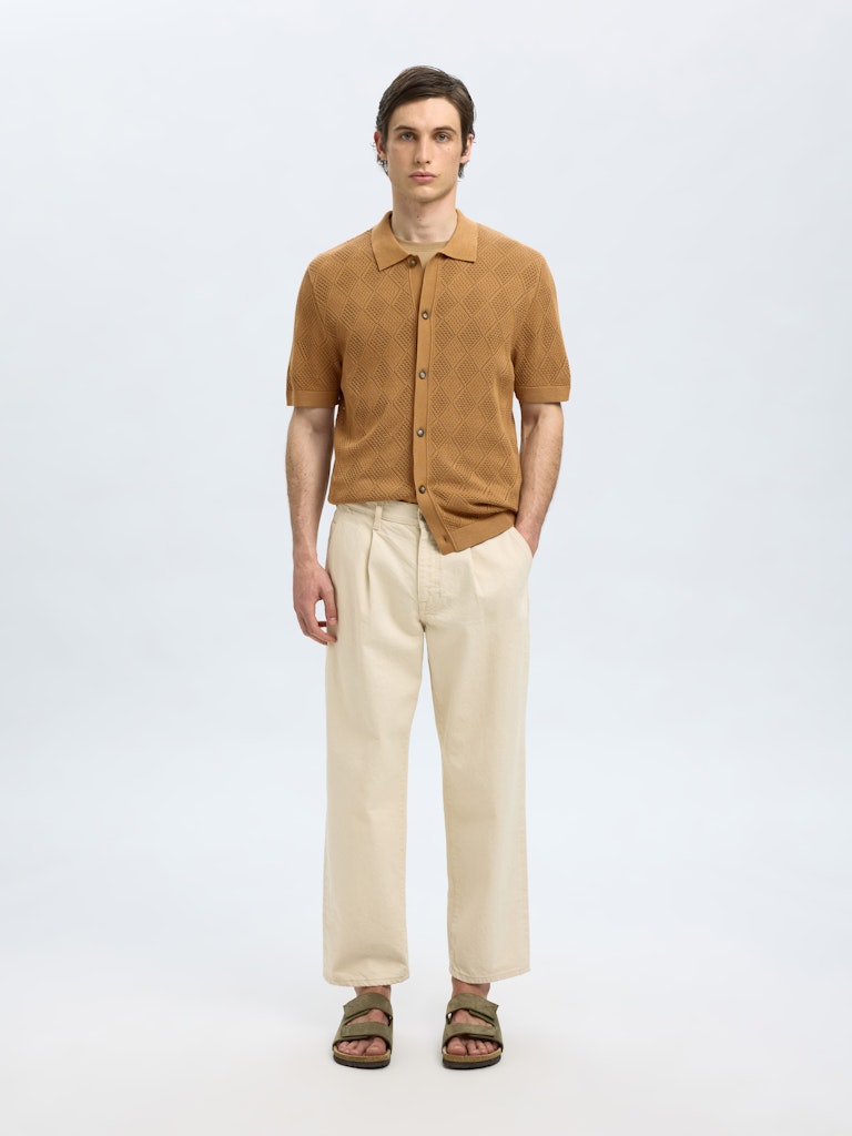 POLO - Slharco SS Knit Structure Polo Cardigan -  - Hr Ravn