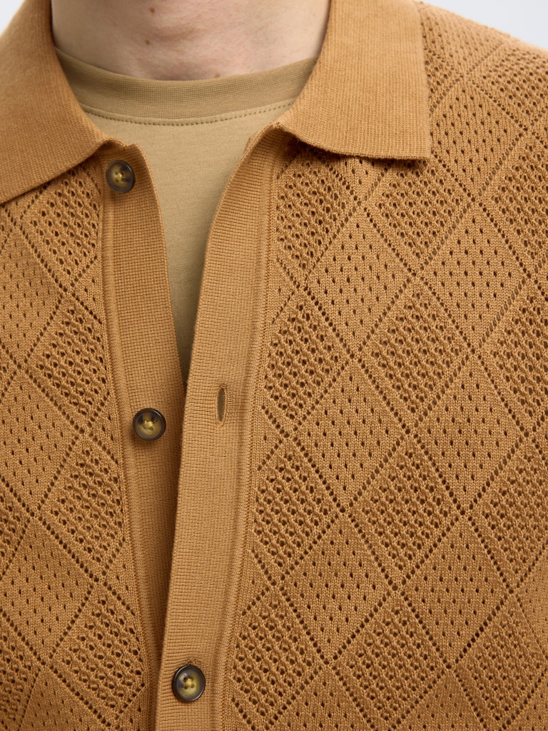 POLO - Slharco SS Knit Structure Polo Cardigan -  - Hr Ravn