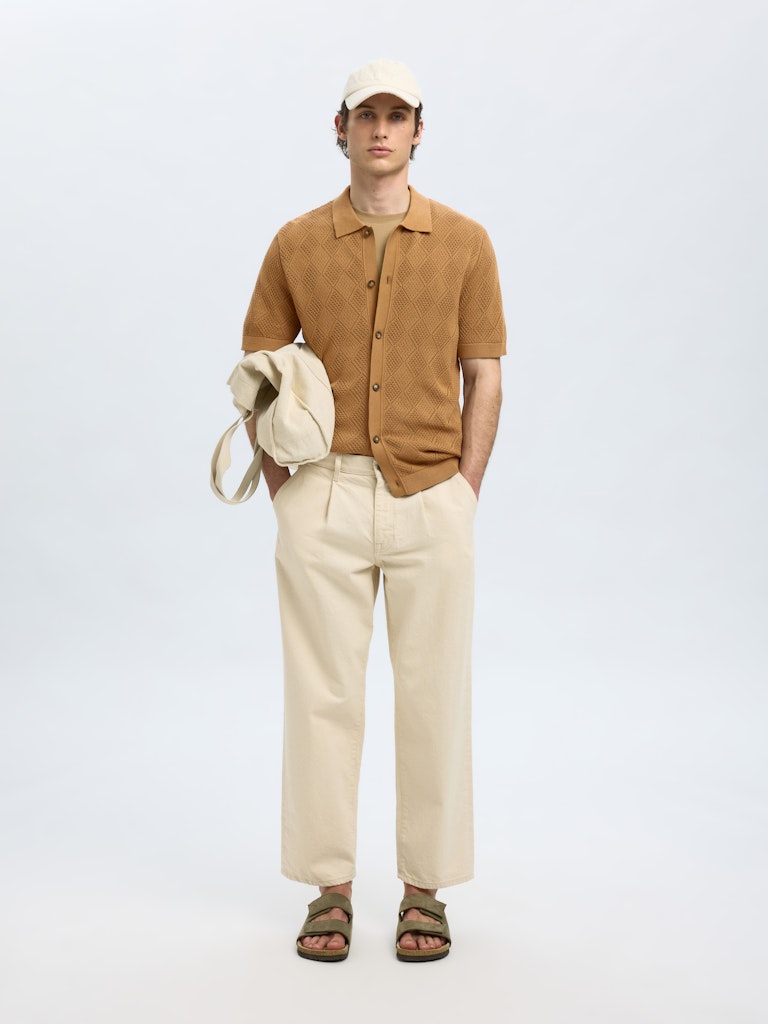 POLO - Slharco SS Knit Structure Polo Cardigan -  - Hr Ravn