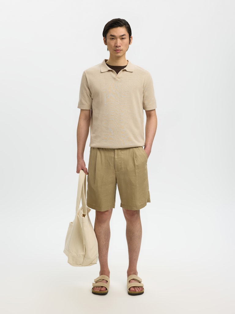 Slhmattis SS Linen Blend Open Polo