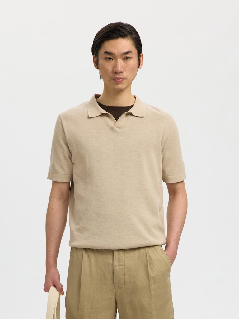 Slhmattis SS Linen Blend Open Polo