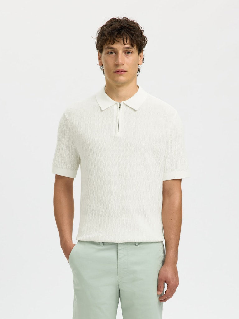 Slmcran SS Knit Structure Zip Polo