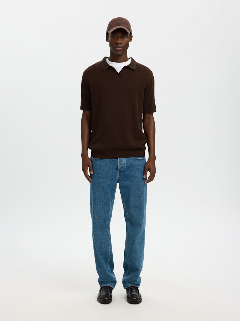 Slhmattis SS Linen Blend Open Polo