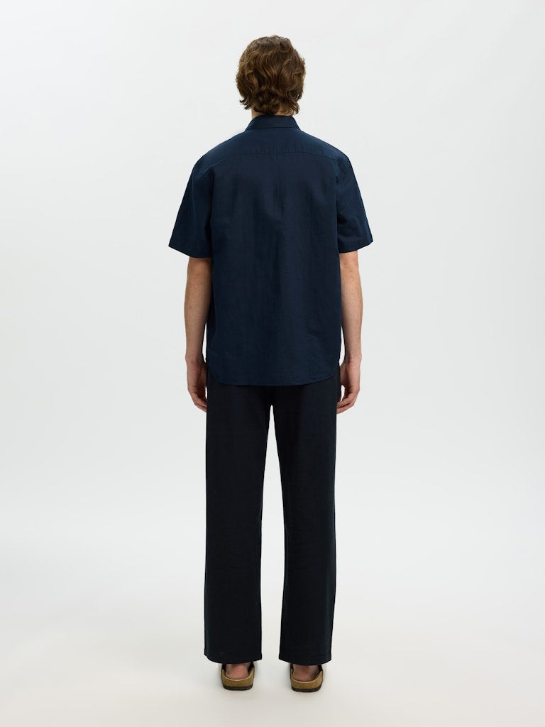 Slhregclaus Linenblend Ss Shirt Clay Noos