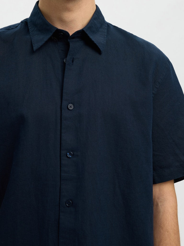 Slhregclaus Linenblend Ss Shirt Clay Noos