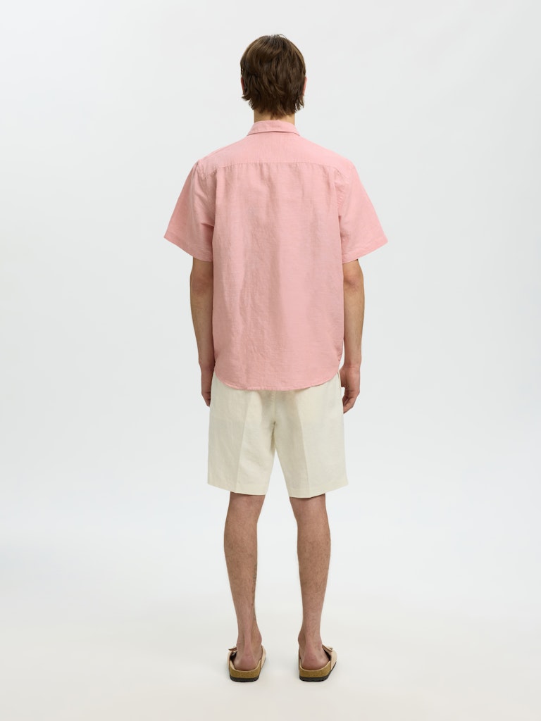 Slhregclaus Linenblend Ss Shirt Clay Noos