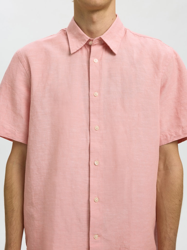Slhregclaus Linenblend Ss Shirt Clay Noos