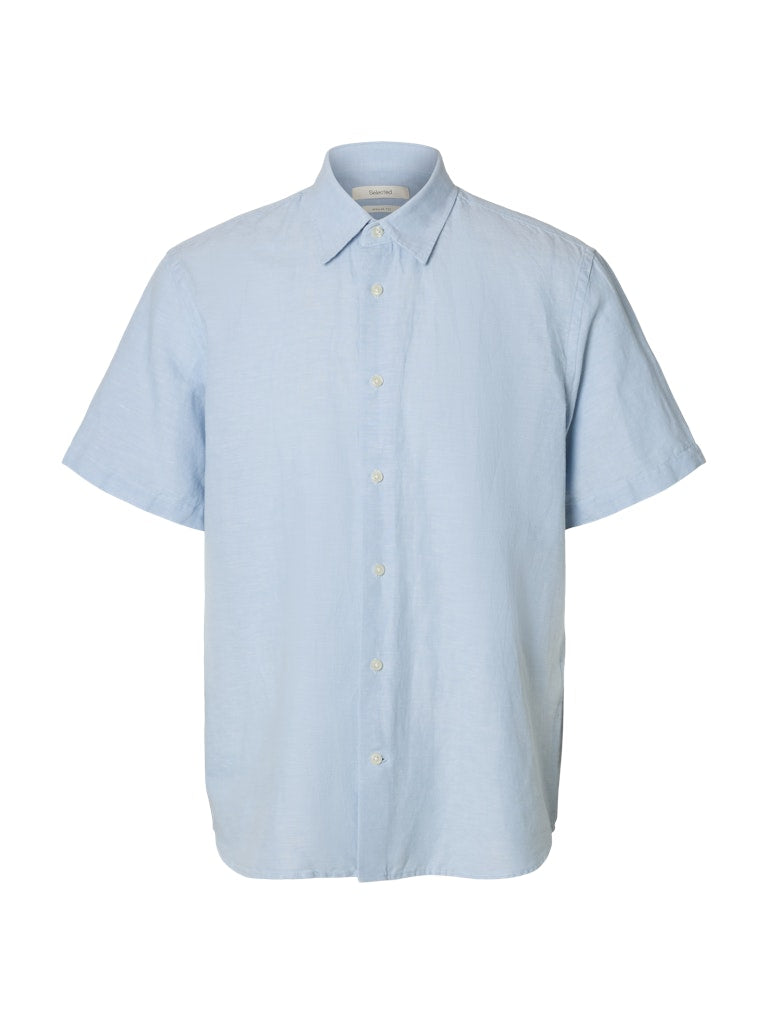 Slhregclaus Linenblend Ss Shirt Clay Noos