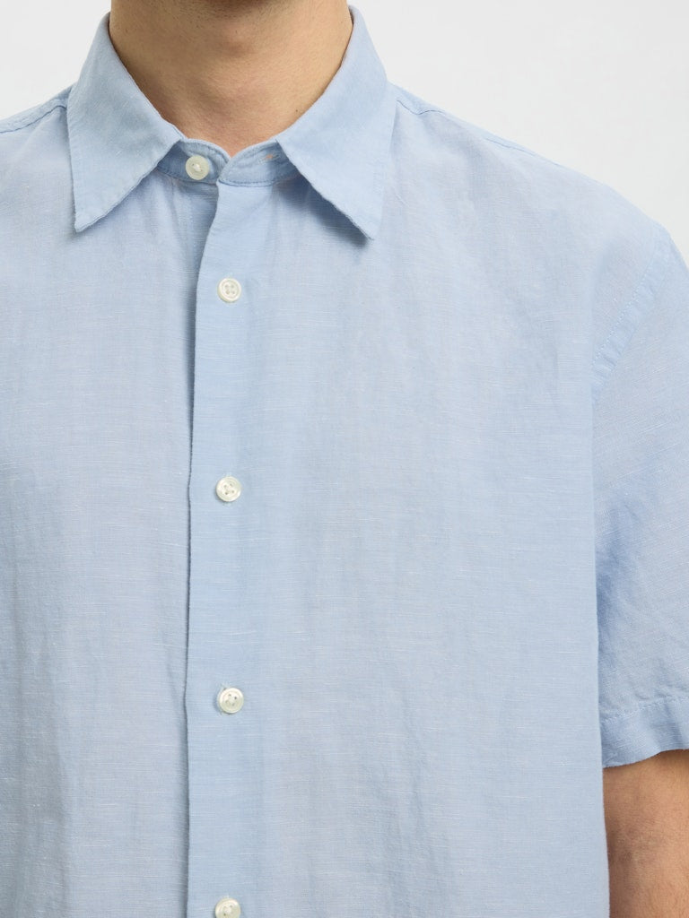 Slhregclaus Linenblend Ss Shirt Clay Noos