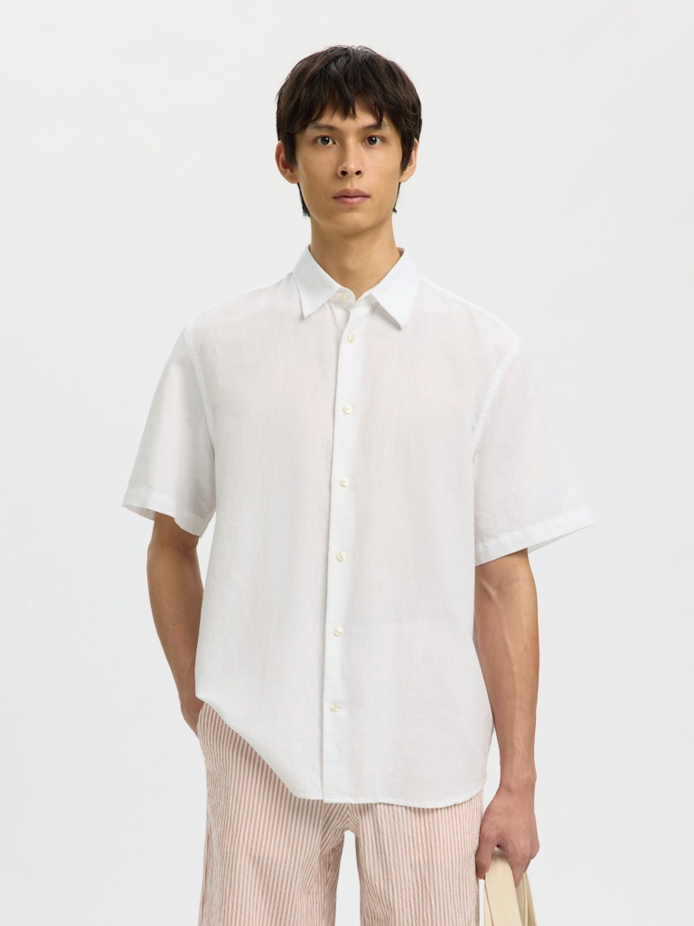 Slhregclaus Linenblend Ss Shirt Clay Noos