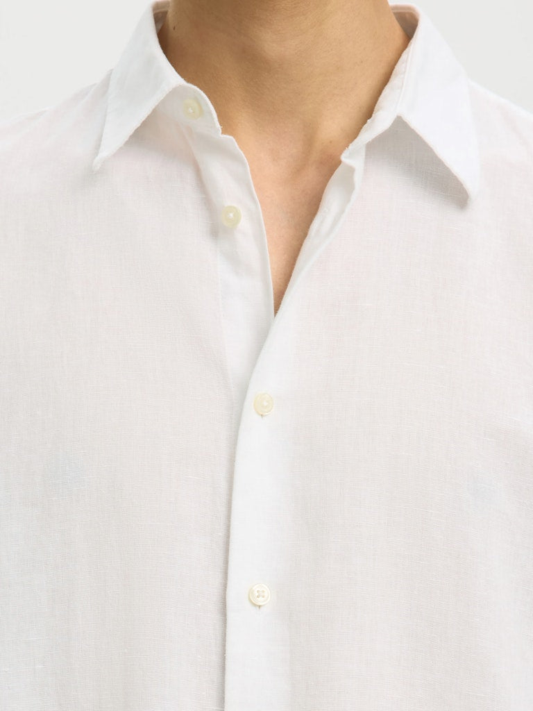 Slhregclaus Linenblend Ss Shirt Clay Noos