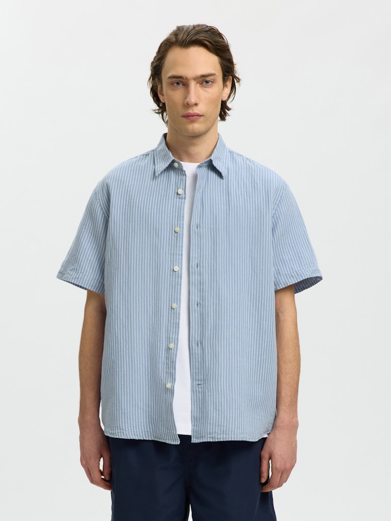 Slhregclaus Linenblend Ss Shirt Clay Noos