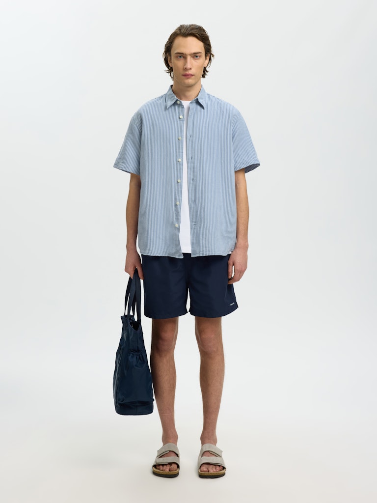 Slhregclaus Linenblend Ss Shirt Clay Noos