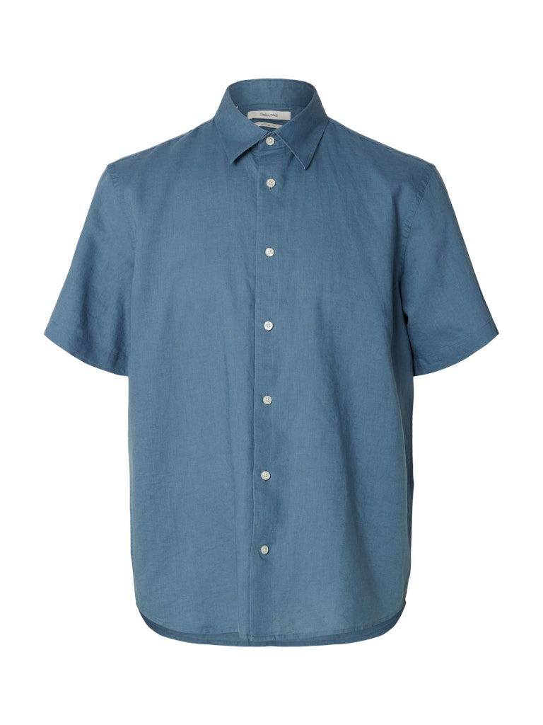 Slhregclaus Linenblend Ss Shirt Clay Noos
