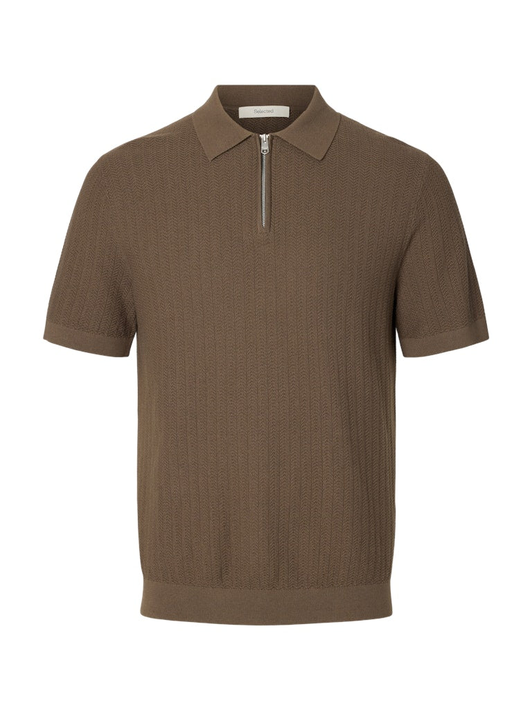 Slmcran SS Knit Structure Zip Polo