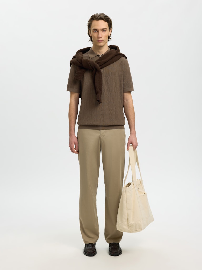 Slmcran SS Knit Structure Zip Polo