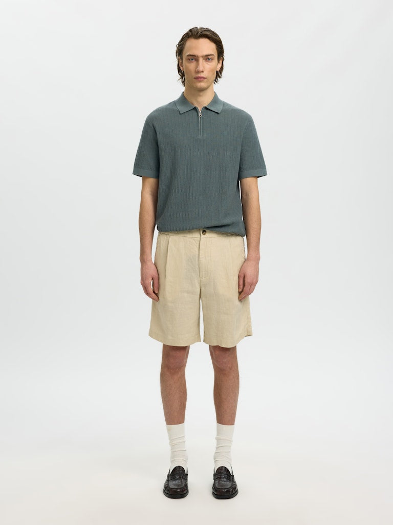 Slmcran SS Knit Structure Zip Polo