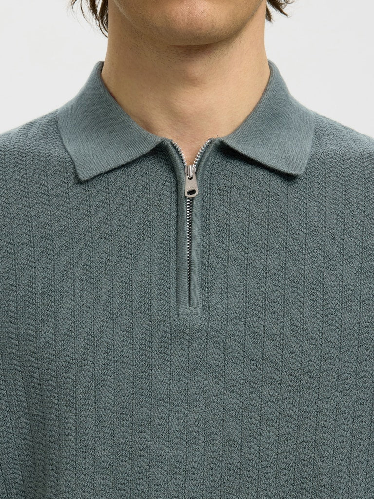 Slmcran SS Knit Structure Zip Polo