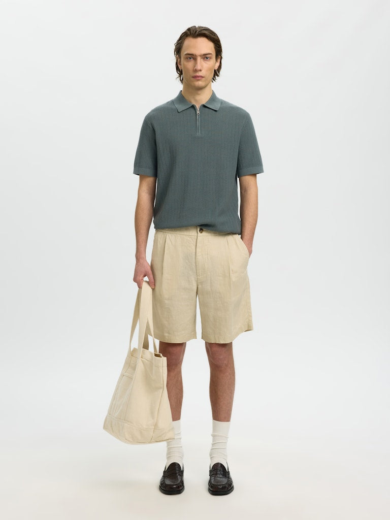 Slmcran SS Knit Structure Zip Polo