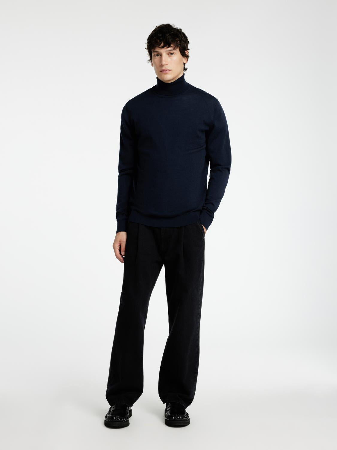 Pullovers - Slhtray Ls Knit Merino Roll Neck Noos -  - Hr Ravn