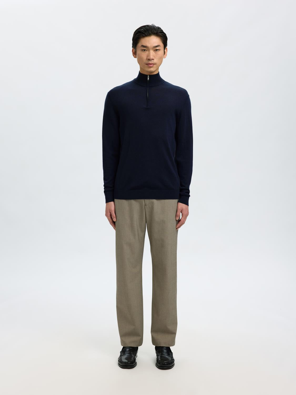 STRIK - Slhtray Ls Knit Merino Half Zip Noos -  - Hr Ravn