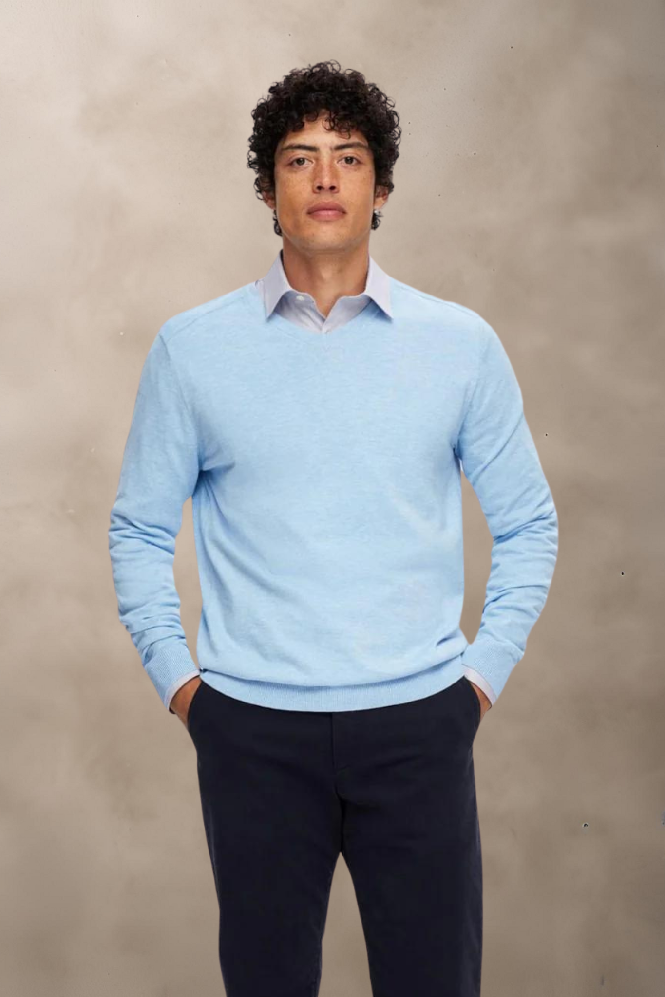 SLHBerg LS Knit V-Neck - STRIK -  - Hr Ravn