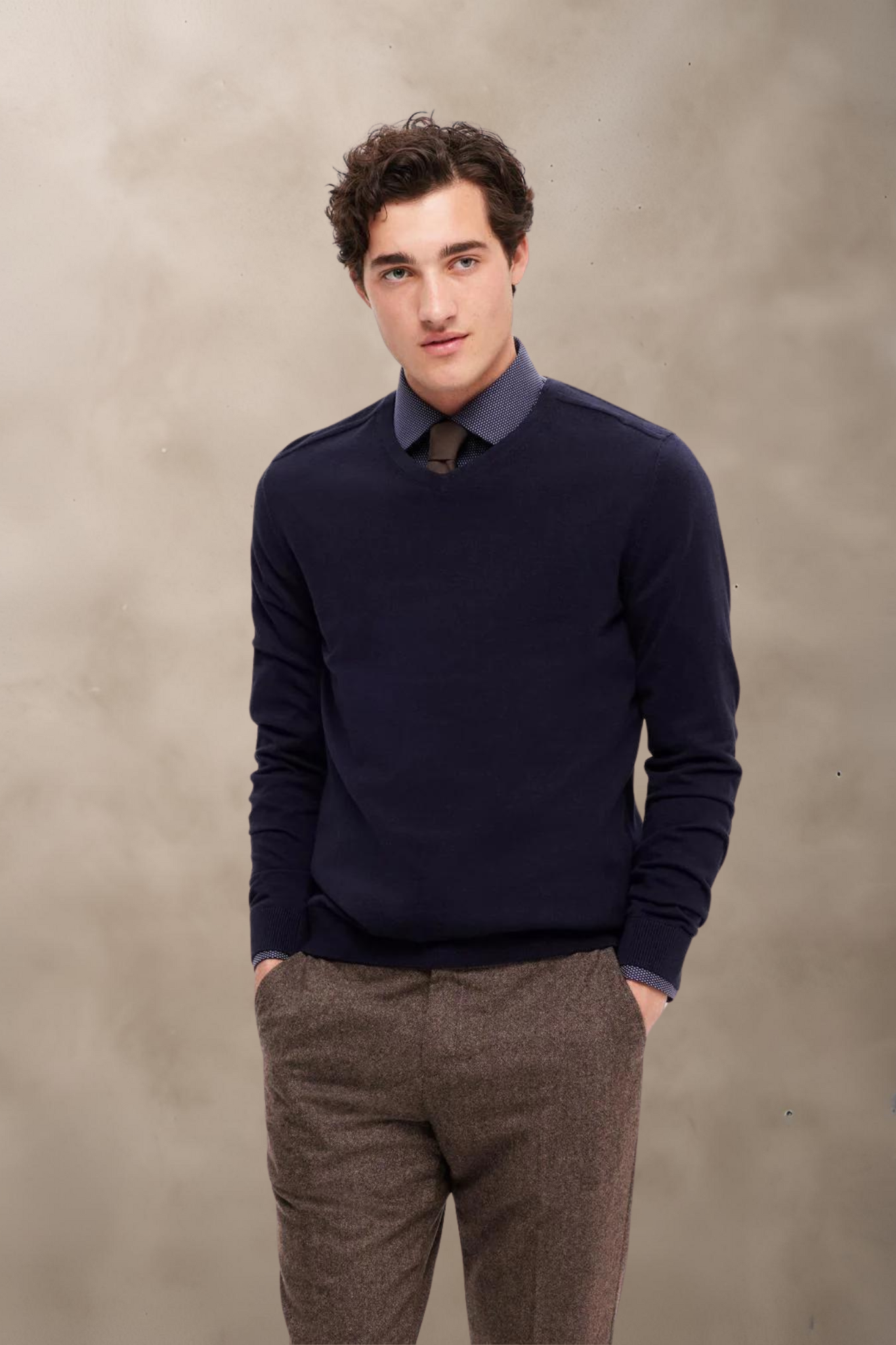 SLHBerg LS Knit V-Neck - STRIK -  - Hr Ravn