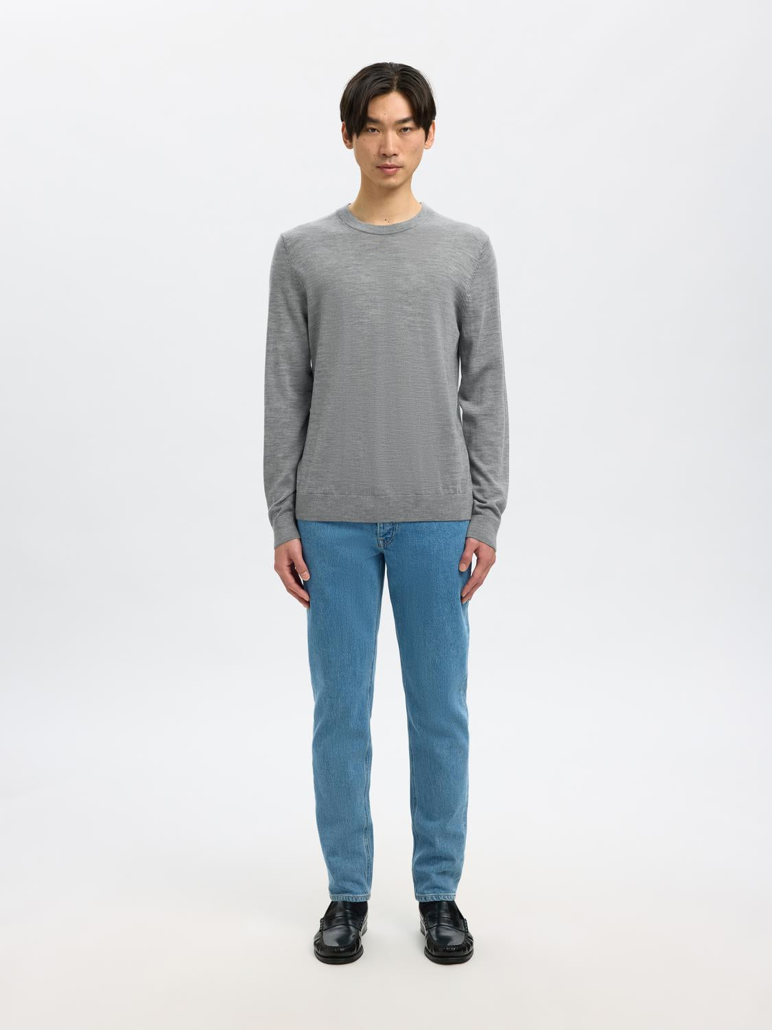 Slhtray Ls Knit Merino Crew Neck Noos